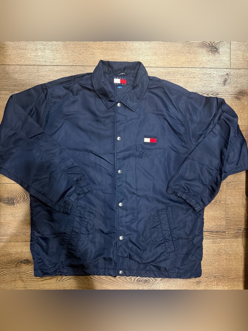 Tommy Hilfiger Navy Windbreaker Jacket with Signature Flag Patch